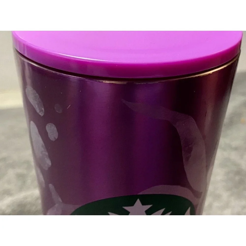 Starbucks Pink Purple Coral Reef metal 24 oz cold cup Tumbler 2021 NO STRAW ASIS